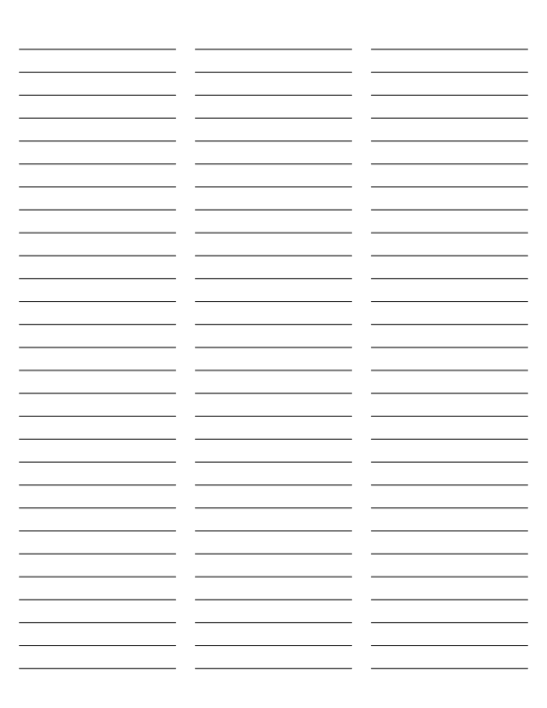 3-Column Black Lined Paper (Wide Ruled): Letter-sized paper (8.5 x 11)