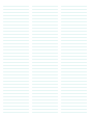 3-Column Blue-Green Lined Paper (College Ruled) - Letter
