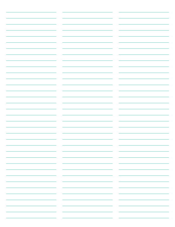 3-Column Blue-Green Lined Paper (College Ruled): Letter-sized paper (8.5 x 11)