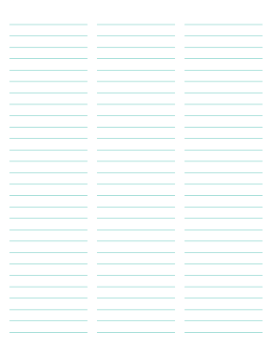 3-Column Blue-Green Lined Paper (Wide Ruled) - Letter