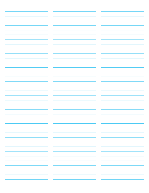 3-Column Blue Lined Paper (Narrow Ruled): Letter-sized paper (8.5 x 11)