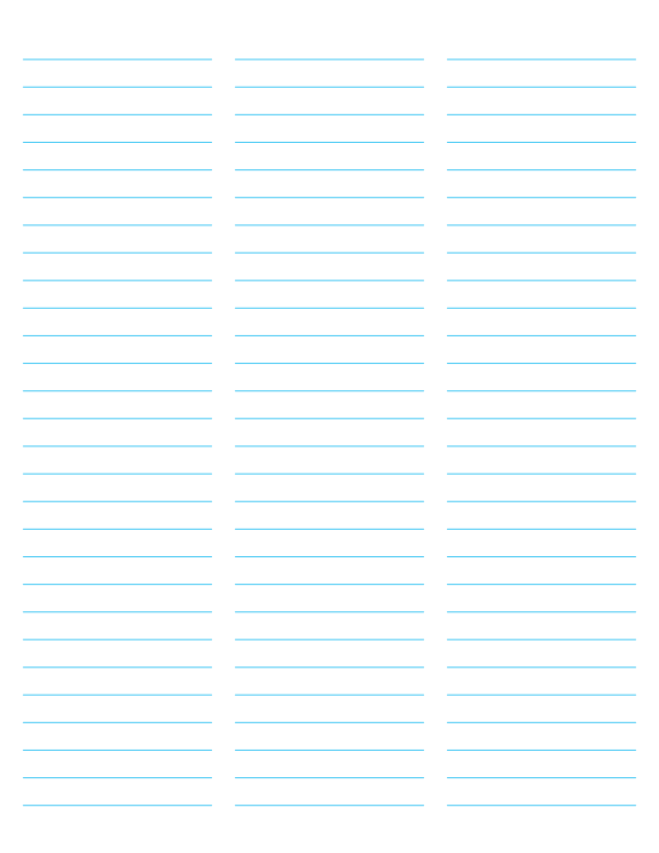 3-Column Blue Lined Paper (Wide Ruled): Letter-sized paper (8.5 x 11)