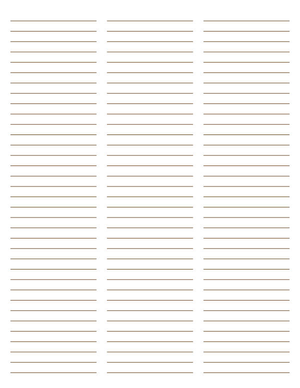 3-Column Brown Lined Paper (College Ruled): Letter-sized paper (8.5 x 11)