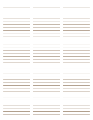 3-Column Brown Lined Paper (Narrow Ruled) - Letter