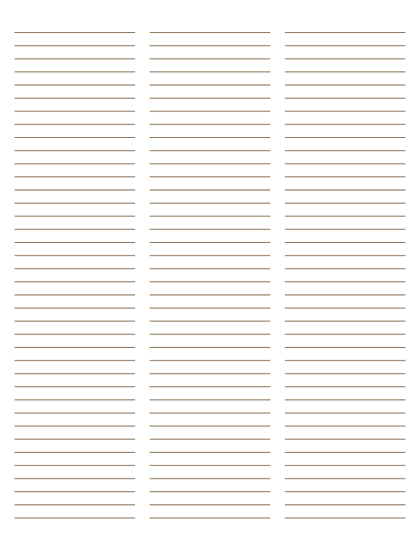 3-Column Brown Lined Paper (Narrow Ruled): Letter-sized paper (8.5 x 11)