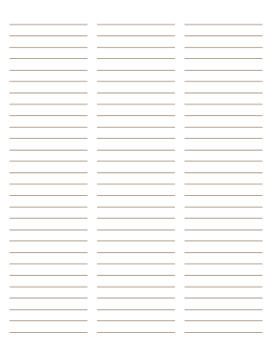 3-Column Brown Lined Paper (Wide Ruled) - Letter