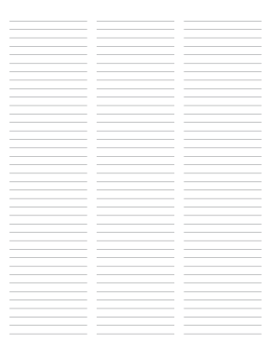 3-Column Gray Lined Paper (Narrow Ruled) - Letter