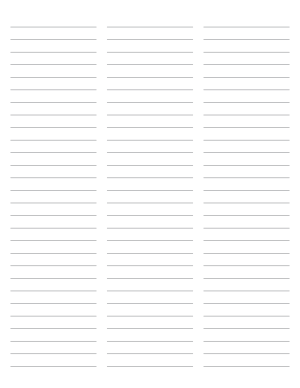 3-Column Gray Lined Paper (Wide Ruled) - Letter