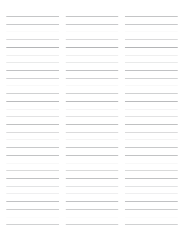 3-Column Gray Lined Paper (Wide Ruled): Letter-sized paper (8.5 x 11)