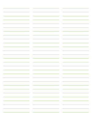 3-Column Green Lined Paper (Wide Ruled) - Letter