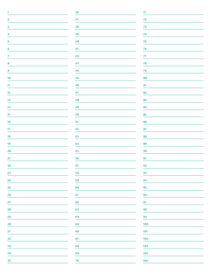 3-Column Numbered Blue-Green Lined Paper (College Ruled) - Letter