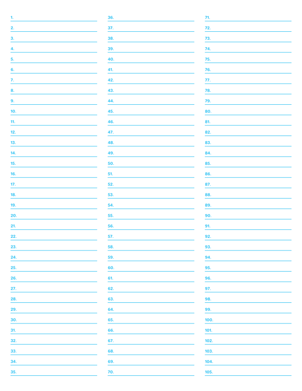 3-Column Numbered Blue Lined Paper (College Ruled): Letter-sized paper (8.5 x 11)