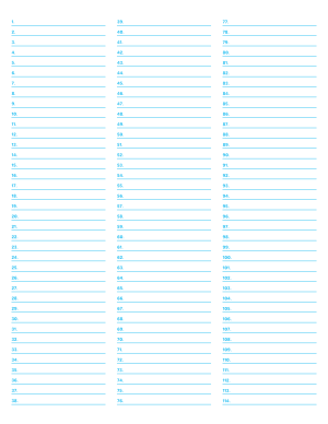 3-Column Numbered Blue Lined Paper (Narrow Ruled) - Letter