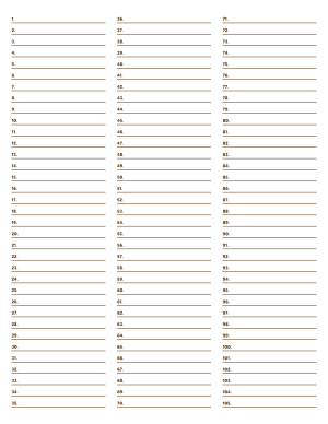 3-Column Numbered Brown Lined Paper (College Ruled) - Letter