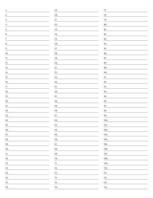 3-Column Numbered Gray Lined Paper (Narrow Ruled) - Letter