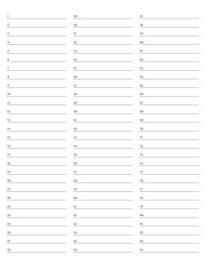 3-Column Numbered Gray Lined Paper (Wide Ruled) - Letter