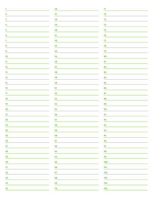 3-Column Numbered Green Lined Paper (College Ruled) - Letter