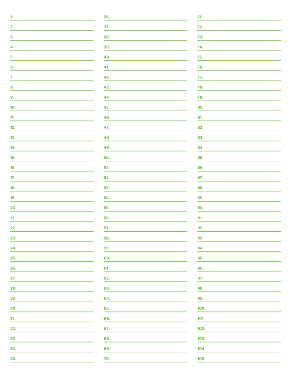3-Column Numbered Green Lined Paper (College Ruled): Letter-sized paper (8.5 x 11)