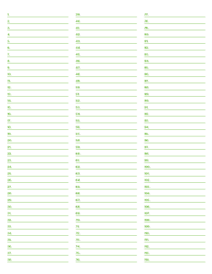 3-Column Numbered Green Lined Paper (Narrow Ruled) - Letter
