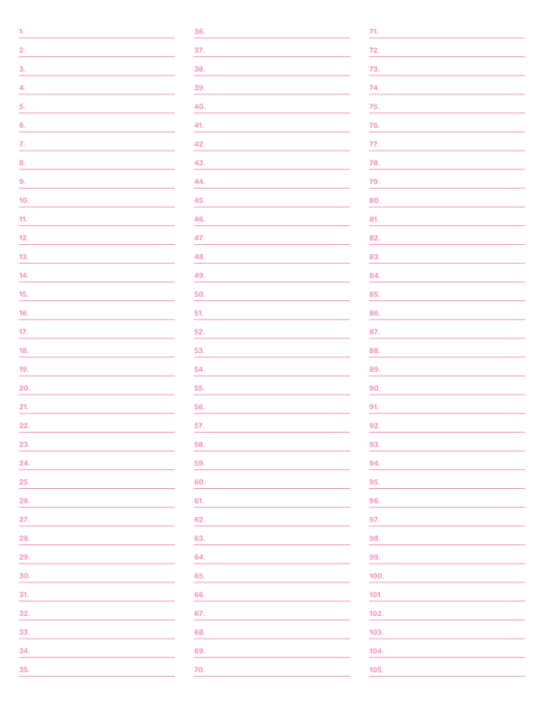 3-Column Numbered Pink Lined Paper (College Ruled): Letter-sized paper (8.5 x 11)