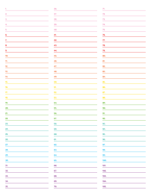 3-Column Numbered Rainbow Lined Paper (College Ruled) - Letter