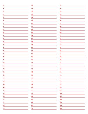 3-Column Numbered Red Lined Paper (College Ruled) - Letter