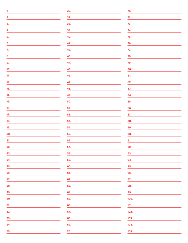 3-Column Numbered Red Lined Paper (College Ruled): Letter-sized paper (8.5 x 11)