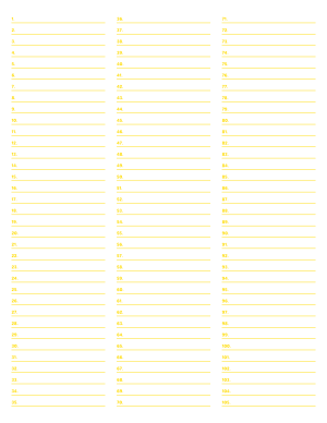3-Column Numbered Yellow Lined Paper (College Ruled) - Letter