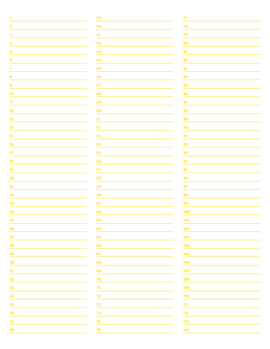 3-Column Numbered Yellow Lined Paper (Narrow Ruled) - Letter