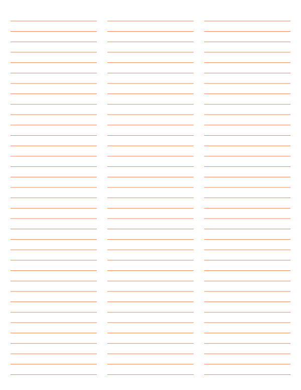 3-Column Orange Lined Paper (College Ruled): Letter-sized paper (8.5 x 11)