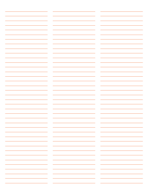 3-Column Orange Lined Paper (Narrow Ruled) - Letter