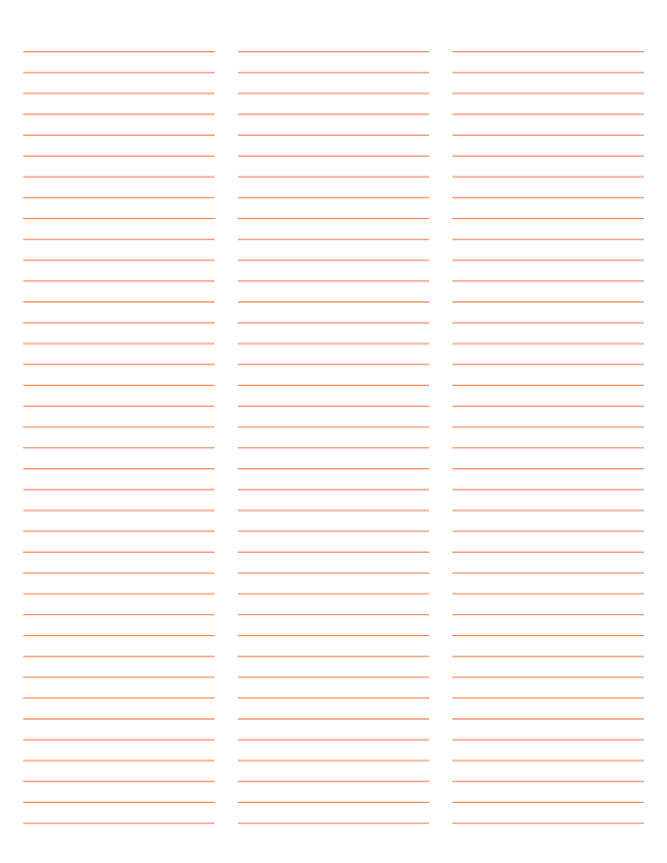 3-Column Orange Lined Paper (Narrow Ruled): Letter-sized paper (8.5 x 11)