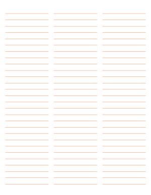 3-Column Orange Lined Paper (Wide Ruled) - Letter