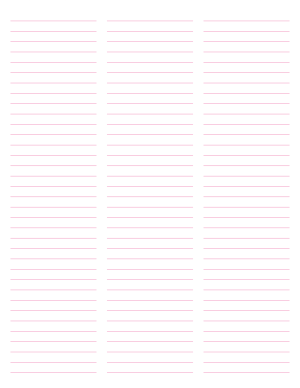 3-Column Pink Lined Paper (College Ruled) - Letter