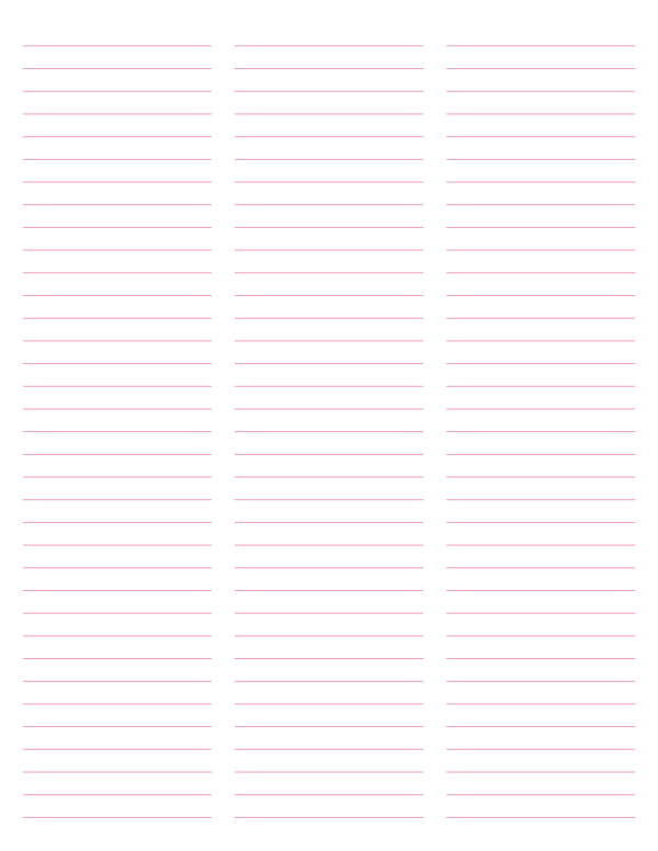 3-Column Pink Lined Paper (College Ruled): Letter-sized paper (8.5 x 11)