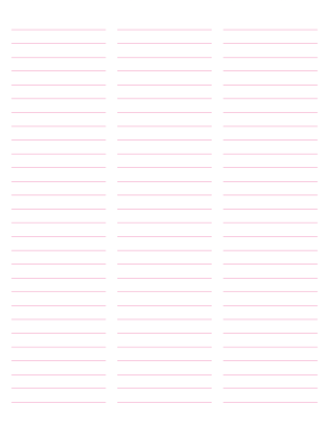 3-Column Pink Lined Paper (Wide Ruled) - Letter
