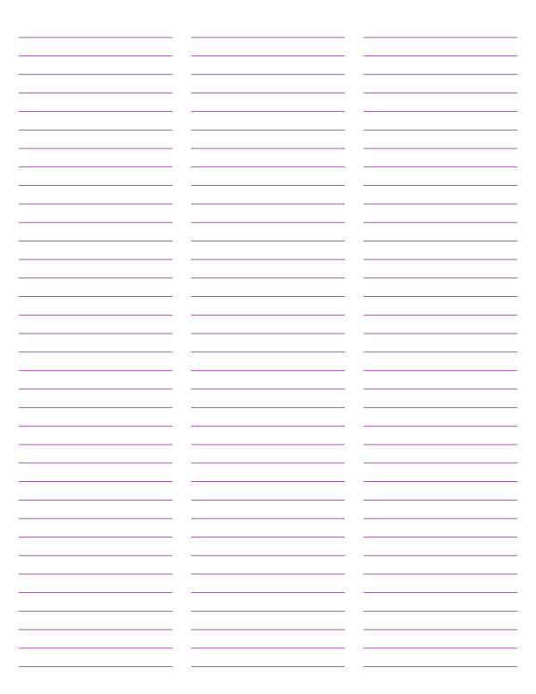 3-Column Purple Lined Paper (College Ruled): Letter-sized paper (8.5 x 11)