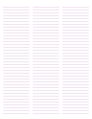 3-Column Purple Lined Paper (Narrow Ruled) - Letter