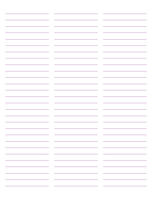 3-Column Purple Lined Paper (Wide Ruled) - Letter