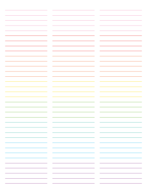 3-Column Rainbow Lined Paper (College Ruled) - Letter