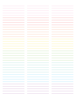 3-Column Rainbow Lined Paper (Narrow Ruled) - Letter