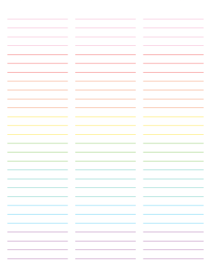3-Column Rainbow Lined Paper (Wide Ruled) - Letter