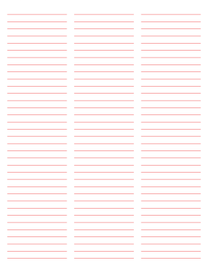 3-Column Red Lined Paper (College Ruled) - Letter