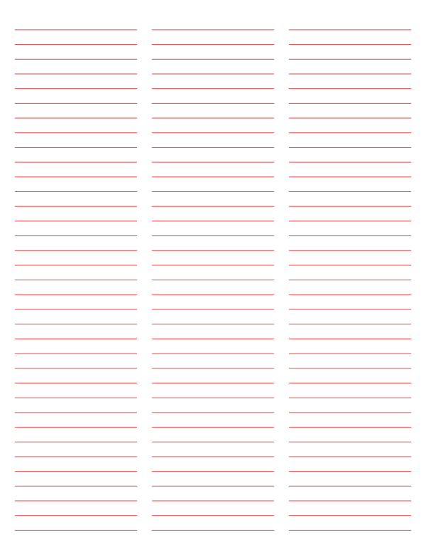 3-Column Red Lined Paper (College Ruled): Letter-sized paper (8.5 x 11)