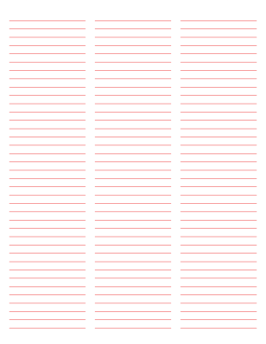 3-Column Red Lined Paper (Narrow Ruled) - Letter