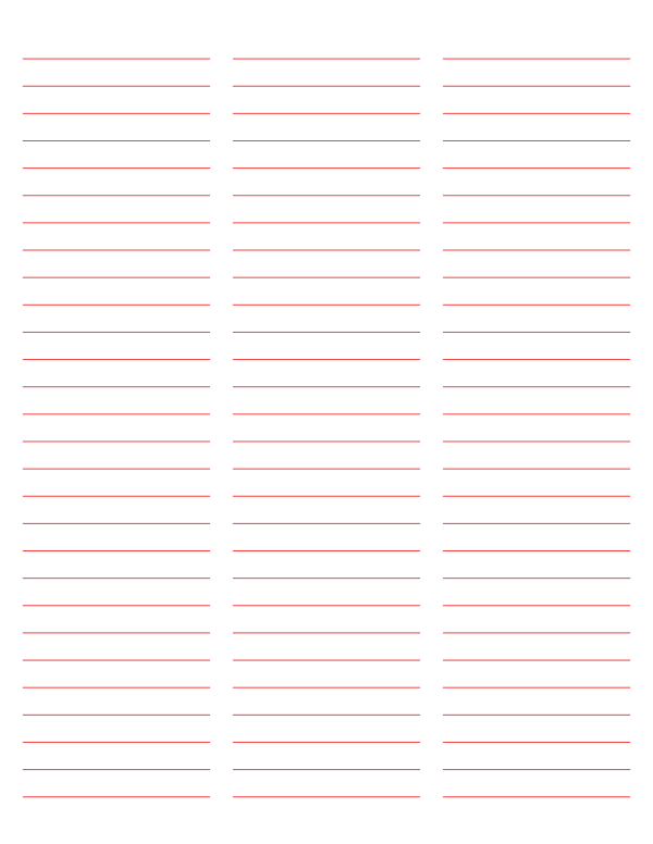 3-Column Red Lined Paper (Wide Ruled): Letter-sized paper (8.5 x 11)