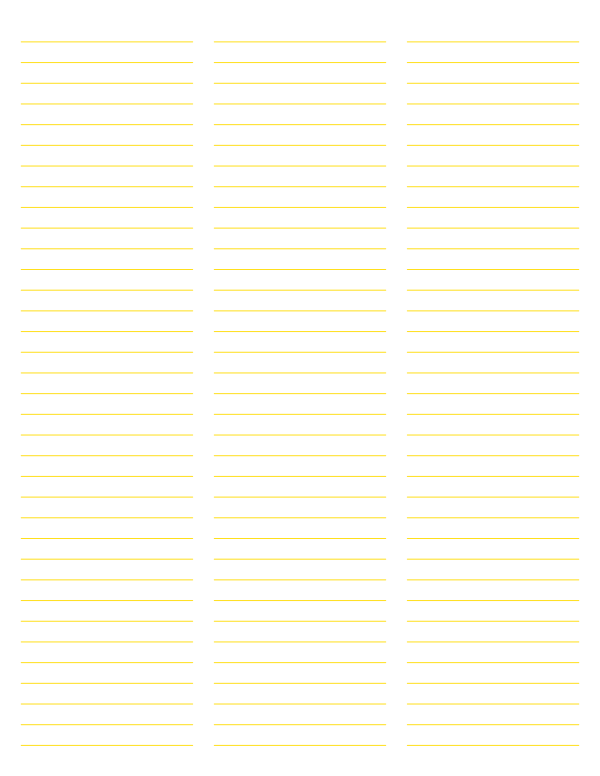 3-Column Yellow Lined Paper (College Ruled): Letter-sized paper (8.5 x 11)