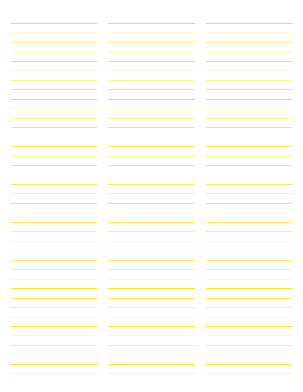 3-Column Yellow Lined Paper (Narrow Ruled): Letter-sized paper (8.5 x 11)