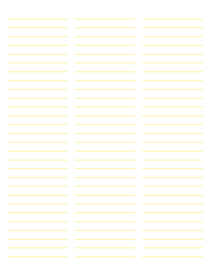3-Column Yellow Lined Paper (Wide Ruled) - Letter