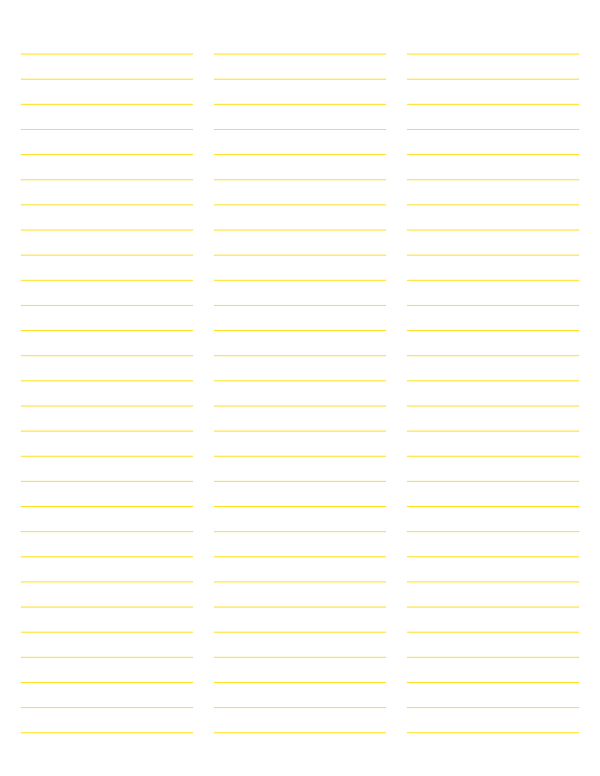 3-Column Yellow Lined Paper (Wide Ruled): Letter-sized paper (8.5 x 11)